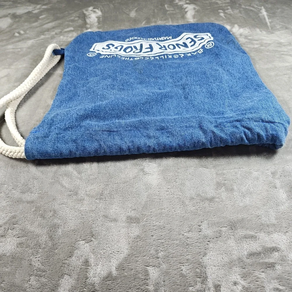 Vintage Senor Frogs Tote Bag Denim Rope Handle Mazatlan Mexico Carlos N Charlies
